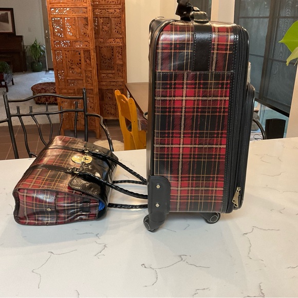 Patricia Nash Tartan Plaid handbag & Wheeled Carry on Luggage - Picture 4 of 15